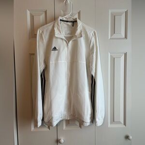 Adidas White Windbreaker Lightweight Athletic Jacket